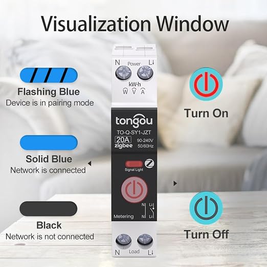 TONGOU ZigBee DIY Smart Switch 20A| DIN Rail Switch| 1P+N 90-240VAC| Real-time - Image 7