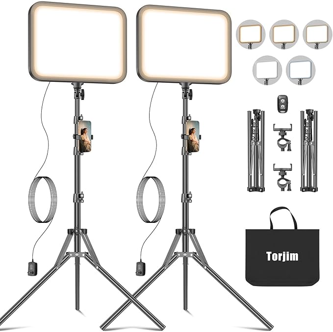 Torjim 11 Inch Video Light Kit for Creators-24W High Brightness Studio Lights by Torjim