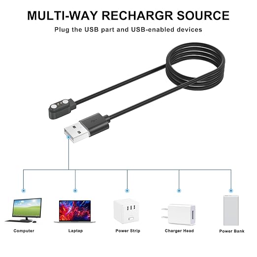 Meliya VeryFit Smartwatch Charger Cable, Magnetic 2 Pin Charging Cable - Image 6