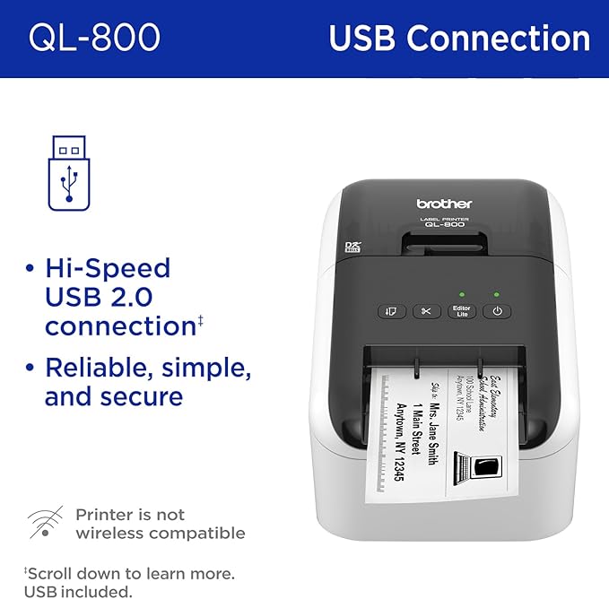 Brother QL-800 High-Speed Professional Printer, Plug&Label Feature, Genuine DK - Image 4