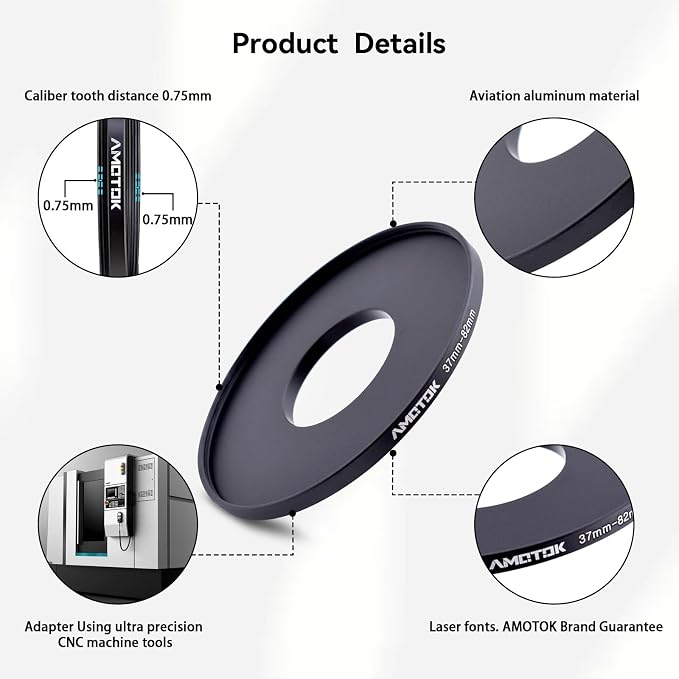 37mm Lens to 82mm Camera Lens Adapter, 37mm to 82mm Filter Step-up Ring Adapter - Image 3