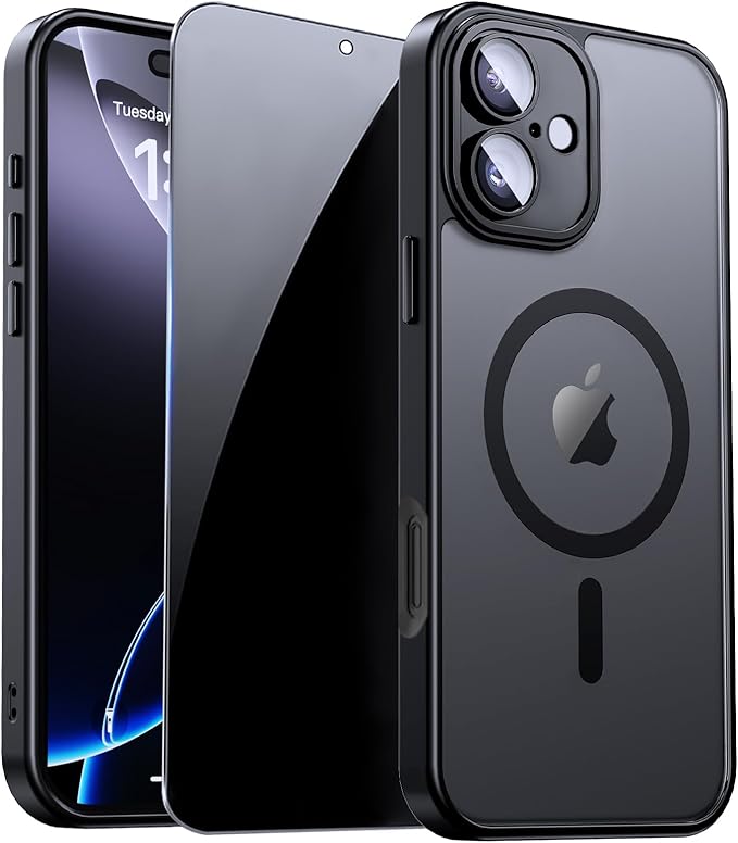 for iPhone 16 Case with Privacy Screen Protector and Camera Protection by ZOZDOKG