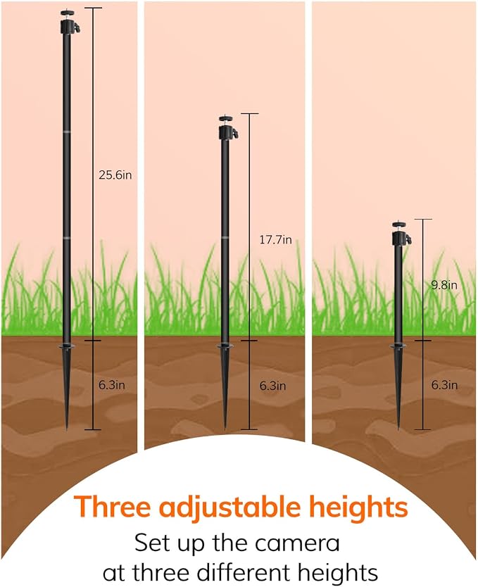 Garden Camera Outdoor Ground Stake Mount, Adjustable Angle Stand - Image 6