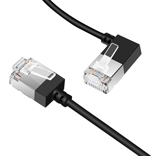 Ultra Slim 90° Degree Cat 6A Ethernet Cable Left Angled 30 Feet 2Pack, 10Gbps - Image 2
