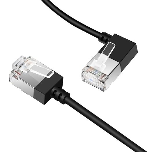 Ultra Slim 90° Degree Cat 6A Ethernet Cable Left Angled 3.3 Feet 2Pack - Image 2