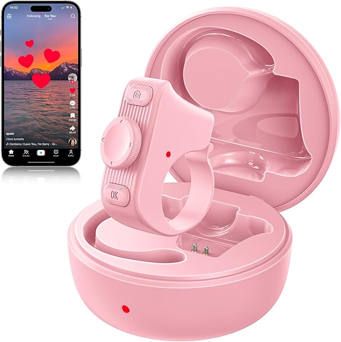 Remote Scrolling Ring for Tiktok, Page Turner for Kindle App, Tablet-Light Pink by MILOUZ