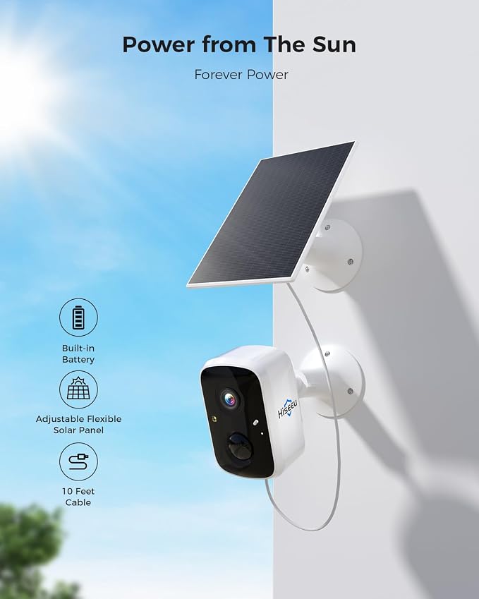 Hiseeu Solar Security Cameras Wireless Outdoor System, 8 Cam-Kit, Expandable to - Image 3