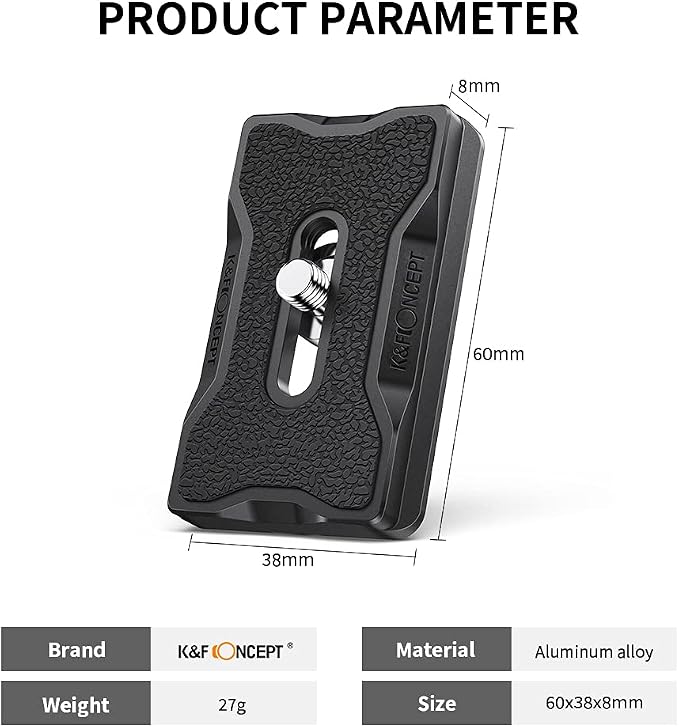 K&F CONCEPT Set of 2 Quick Release Plate Adapter 1/4 Inch Aluminium Tripod Mount - Image 2