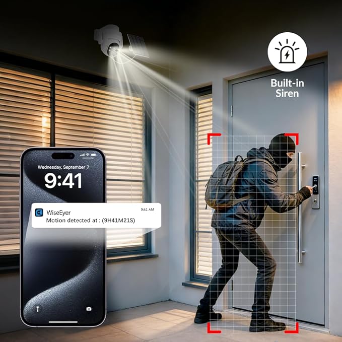 2K Solar Security Wireless Camera Outdoor, 2 Pack 2.4Ghz WiFi Battery Camera - Image 4