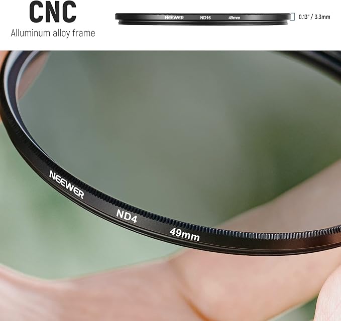 NEEWER 49mm ND Lens Filter Kit: ND2 ND4 ND8 ND16, Lens Cleaning Pen, Filter - Image 5