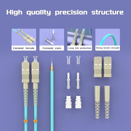Fiber Patch Cable 164ft/50meters SC/UPC to SC/UPC OM3 10Gb/Gigabit MultiMode - Image 4