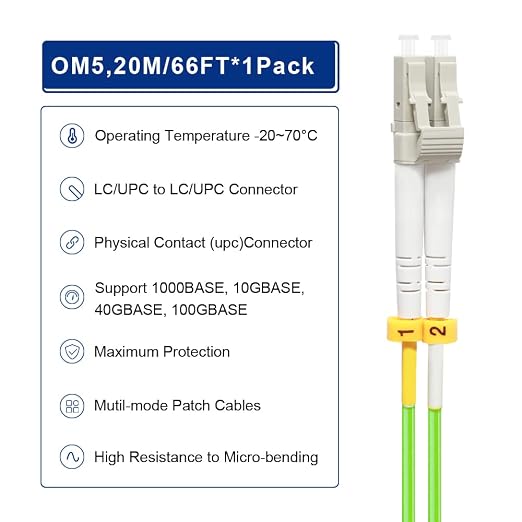 FLYPROFiber- 20M OM5 LC to LC Fiber Patch Cable, Length Options: 0.2m-20m - Image 4