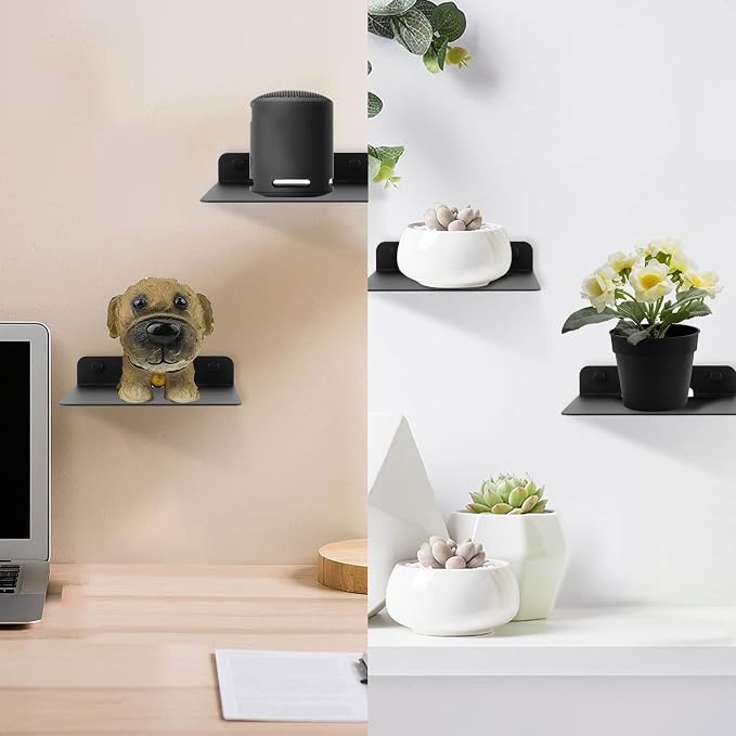 WISDING Small Floating Shelves, 4.25'' Wall Metal Speaker Mount Shelves - Image 2