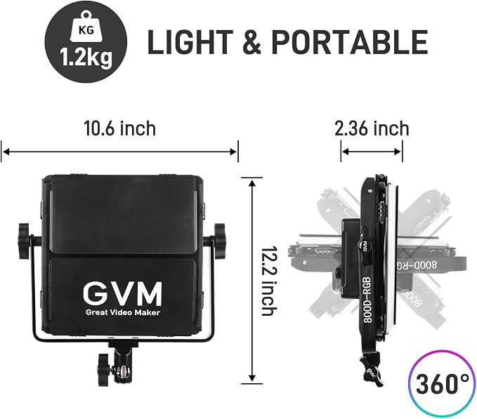 GVM RGB LED Video Light Kits, 800D 6X Upgraded Studio Lights - Image 6