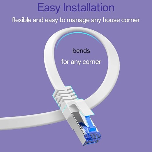 Cat8 Flat Ethernet Cable 10 FT Indoor & Outdoor, Invisable Ultra-Thin Ethernet - Image 5