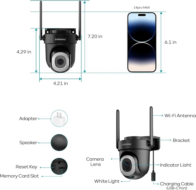 ZUMIMALL 2.5K Wired cameras for home security, 2.4G/5G WiFi Outdoor Security - Image 8