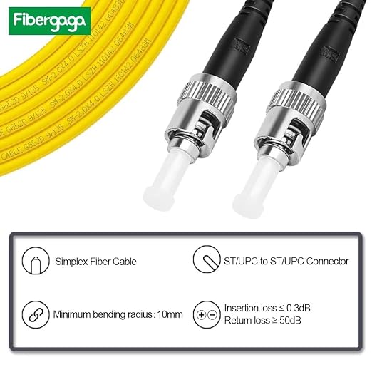 Fibergaga-1m OS2 ST to ST Fiber Patch Cable, Single Mode, Length Option: - Image 2