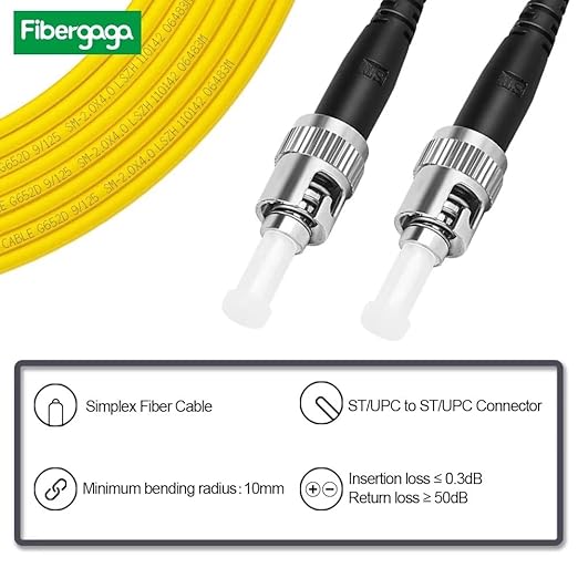 Fibergaga-20M OS2 ST to ST Fiber Patch Cable Single Mode, Length Option: - Image 2