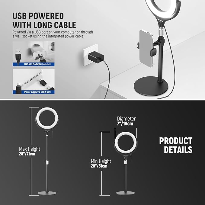 NEEWER Basics 7" Desk Ring Light - Image 4