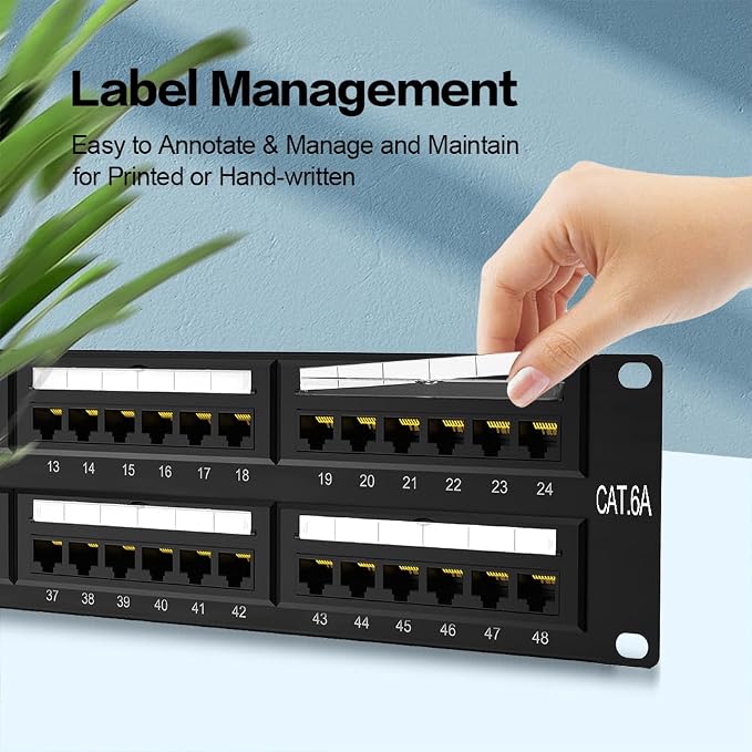 2U 48 Port Patch Panel CAT6A Patch Panel Rack Mount 19inch Ethernet Patch Panel - Image 6