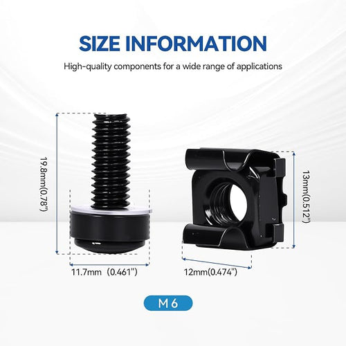 120-Pack M6 x 20mm Rack Mount Screws and Cage Nuts - Image 2