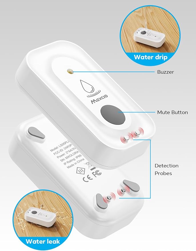 MAXCIO Water Leak Detectors 5 Pack, 110dB Adjustable Smart Water Sensor - Image 7