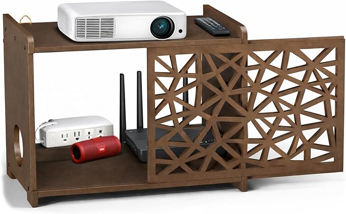 Upgrade Pine Wooden Router Box Hider, Large Capacity Projector Shelf Wall by Unknown