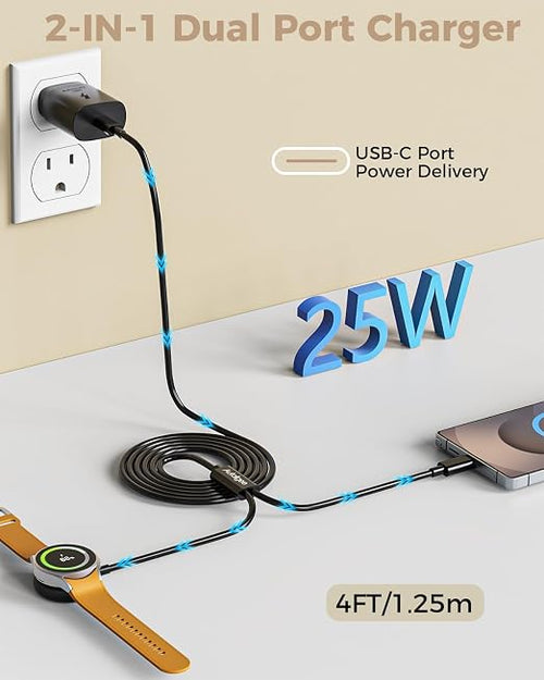 2 in 1 for Samsung Watch Charger, 25W USB C Fast Charger Compatible - Image 2