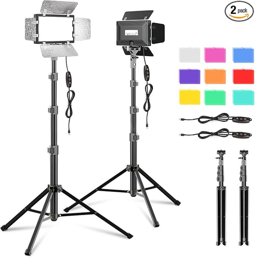 2 Pack LED Video Photography Lighting Kit by GLOSHOOTING