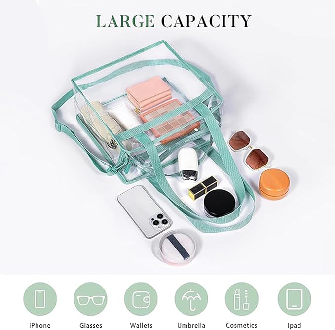 BAGAIL Clear Bags 12x6x12 Stadium Approved Clear Tote Bag - Image 5
