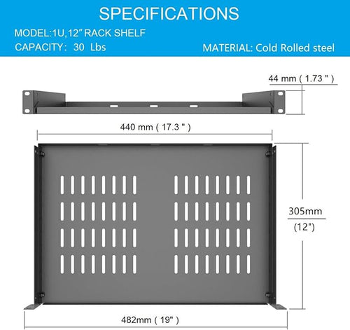 1U Disassembled Universal Server Rack Shelf Steel - Image 2
