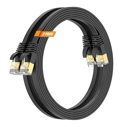 Cat7 15FT Ethernet Cable Flat-Black-10Gbps Ultra Slim High Speed Double Shielded - Image 9