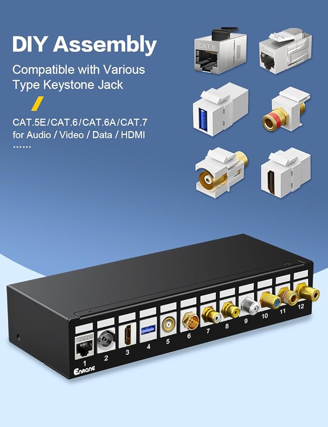 Patch Panel 12 Port Blank Keystone Patch Panel STP&UTP Compatible - Image 5