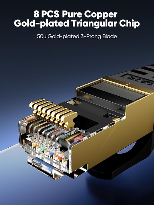 Cat 8 Ethernet Cable 15 FT Flat, High Speed 40Gbps 2000Mhz Braided Internet - Image 4