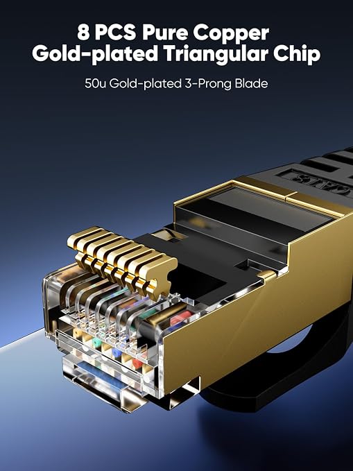 Cat 8 Ethernet Cable 150 FT Flat, High Speed 40Gbps 2000Mhz Braided Internet - Image 4