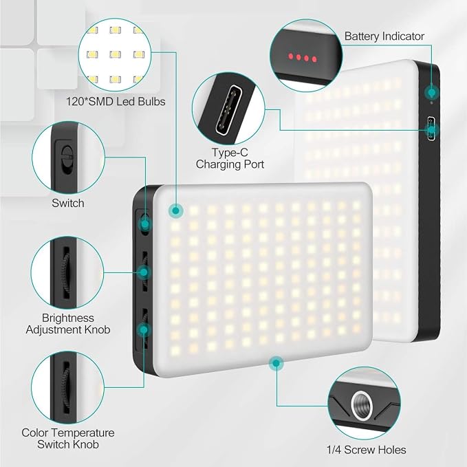 VIJIM VL120 LED Video Light on Camera, 6 Color Filters Mini Rechargeable LED - Image 4