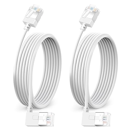Ultra Thin Cat 6A Ethernet Cable 90° Degree Right Angled 6.6 Feet 2Pack by DUTEVOLNS