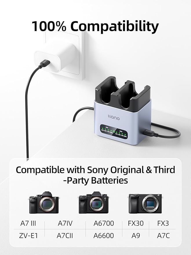 llano 20W NP-FZ100 Battery Charger: Fast Dual Slot - Image 3