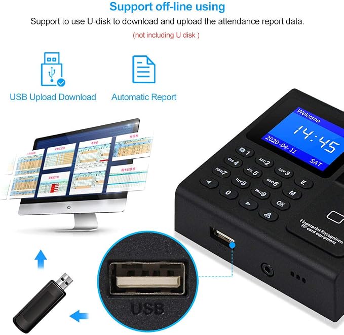 RFID Access Control System Kit: Fingerprint Time & Attendance Terminal - Image 5