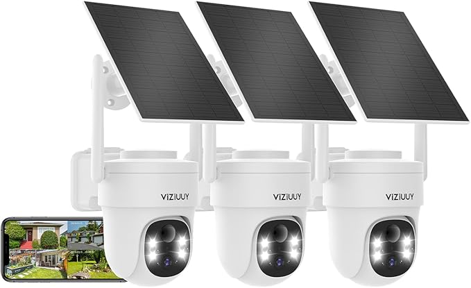 VIZIUUY Solar Security Cameras Wireless Outdoor, 3MP Pan/Tilt 360°View by VIZIUUYSecurity
