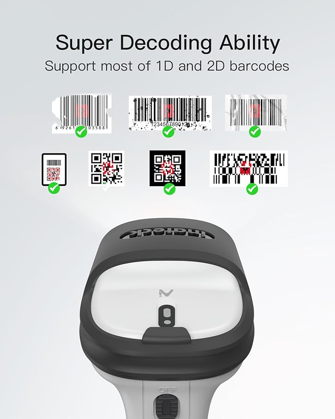 Inateck 2D Barcode Scanner, Wireless Bluetooth QR Code Scanner - Image 2