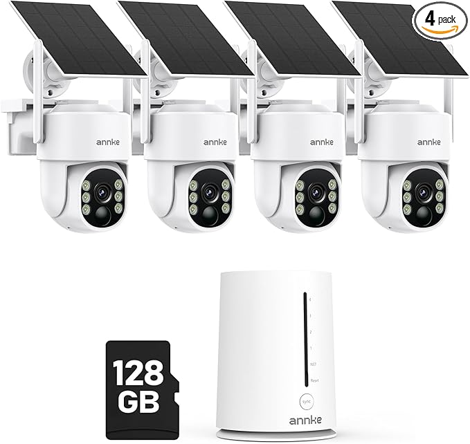 ANNKE 4MP Solar Security Cameras Wireless Outdoor, 5MP 4 Cam-Kit Home Security by ANNKE