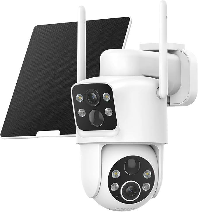 TKENPRO Dual Lens Solar Security Cameras Wireless Outdoor, 2K Full HD Video by TKENPROPetTreatCamera
