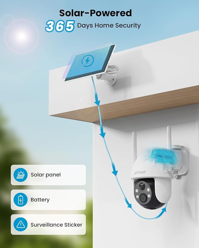 ieGeek Security Cameras Wireless Outdoor, 2K Solar WiFi Camera - Image 2