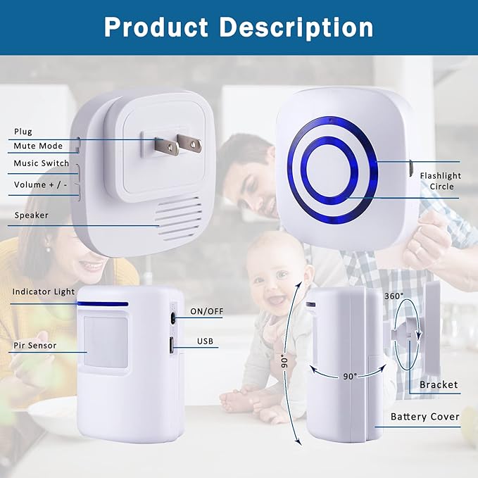 Seanme Motion Sensor Alarm, Wireless Driveway Alarm, Home Security Business - Image 2