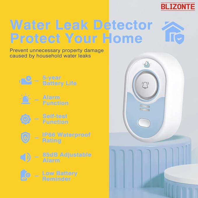 Water Leak Detector 3 Pack, 5-Year Battery Life, Water Alarm - Image 2
