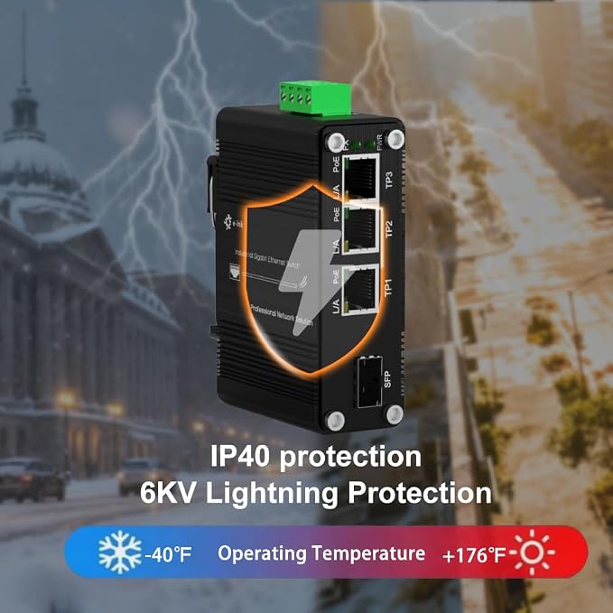 Mini Throncom 4 Ports Gigabit Industrial Fiber Ethernet Solar PoE Switch - Image 5