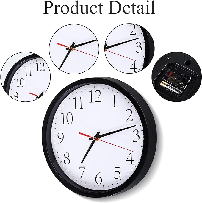 Silent Wall Clocks with Chalkboards and Marker, Battery Operated Round Multi - Image 7