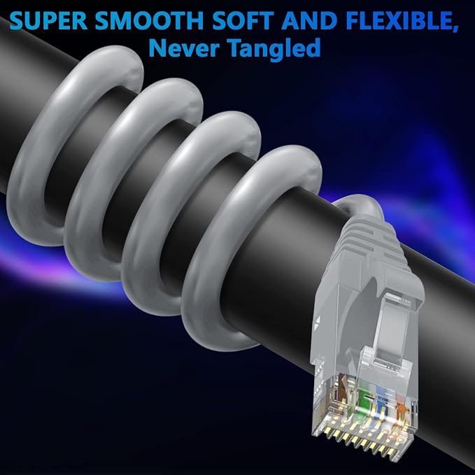 Adoreen Cat 6 Ethernet Cable 150 Ft-Gray, Outdoor & Indoor Snagless Long Round - Image 2