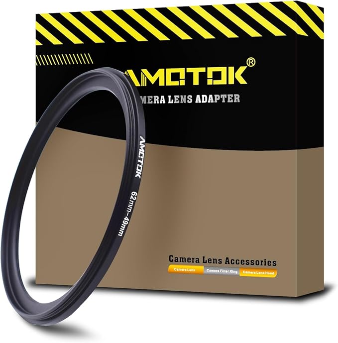 62mm Lens to 49mm Camera Lens Adapter, 62mm to 49mm Filter Step-Down Ring by AMOTOK